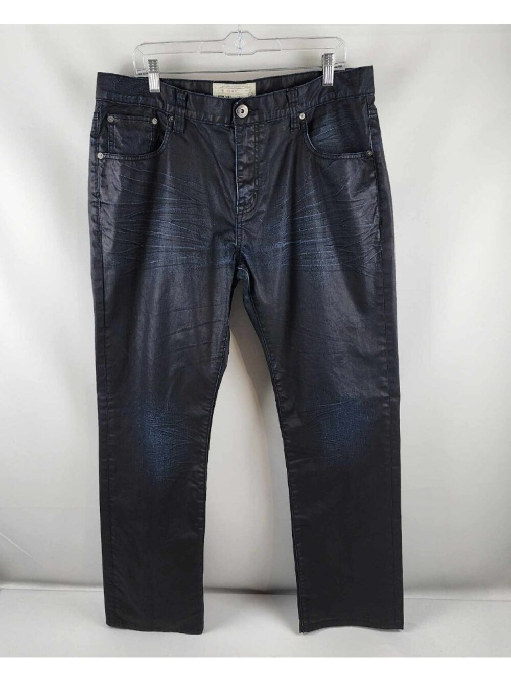 ECKO Unltd Jeans Mens 38x32 Navy Blue Slim Fit Til Coated Y2K Vintage